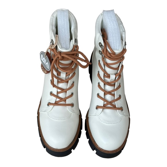 MIA‎ Womens Catalin Combat Casual Boots Ankle Low Heel Off White Size 6.5 - Picture 8 of 12